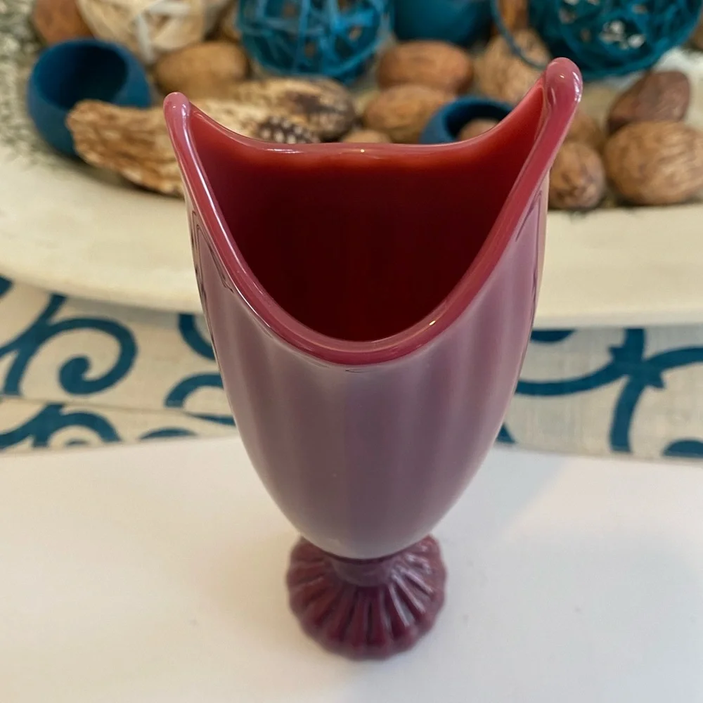 Antique Vintage Handblown Art Glass Cranberry Pink Red Bud Vase - Artist Signed